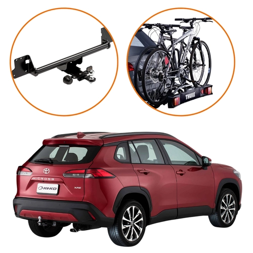KIT ENGATE REBOQUE COROLLA CROSS SUPORTE 2 BICICLETAS THULE
