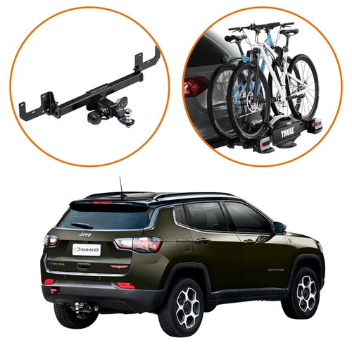 KIT ENGATE REBOQUE COMPASS SUPORTE 2 BICICLETAS VELOCOMPACT