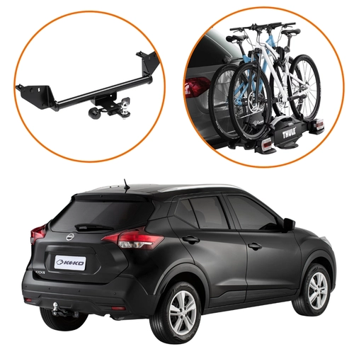 KIT ENGATE REBOQUE KICKS SUPORTE 2 BICICLETAS VELOCOMPACT