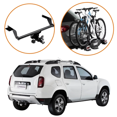 KIT ENGATE REBOQUE DUSTER SUPORTE 2 BICICLETAS VELOCOMPACT