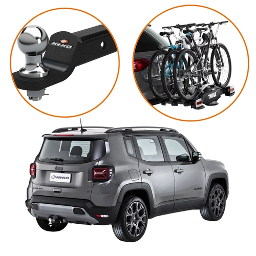 KIT ENGATE REBOQUE RENEGADE SUPORTE 3 BICICLETAS VELOCOMPACT