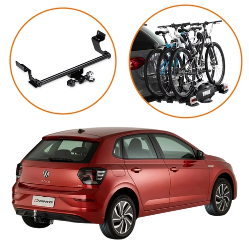 KIT ENGATE REBOQUE POLO SUPORTE 3 BICICLETAS VELOCOMPACT