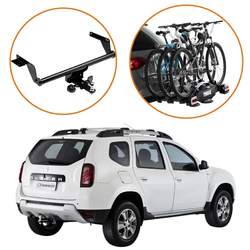 KIT ENGATE REBOQUE DUSTER SUPORTE 3 BICICLETAS VELOCOMPACT