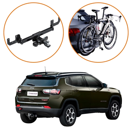 KIT ENGATE REBOQUE COMPASS SUPORTE 2 BICICLETAS XPRESS