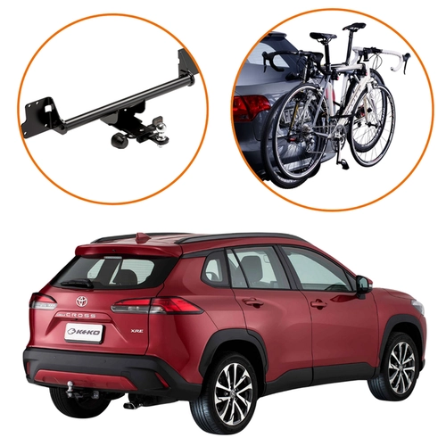 KIT ENGATE REBOQUE COROLLA CROSS SUPORTE 2 BICICLETAS XPRESS