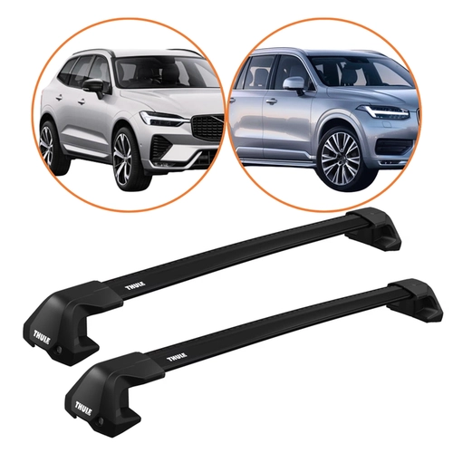 RACK DE TETO XC60 XC90 THULE WINGBAR EDGE PRETO COMPLETO