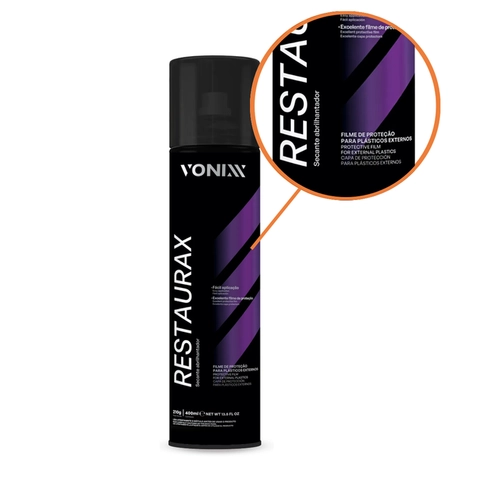 RESTAURADOR DE PLASTICO E BORRACHA RESTAURAX AEROSOL 400ML
