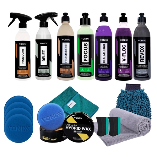 KIT LIMPEZA E PROTEÇÃO AUTOMOTIVA COMPLETA VONIXX
